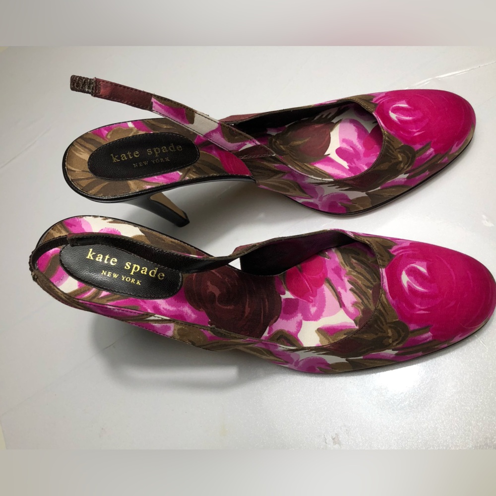 Kate Spade New York Floral Slingback Pumps Heels Closed Toe Sz 11B Made in 🇮🇹 - Picture 5 of 15
